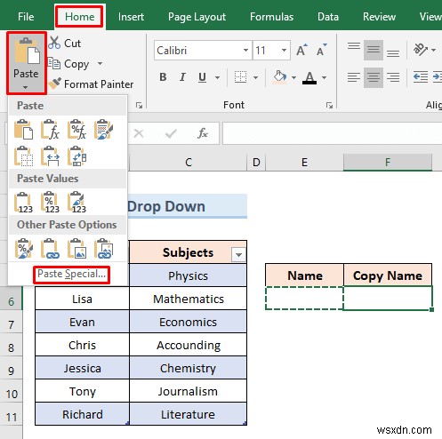 Tạo danh sách thả xuống của Excel từ bảng (5 ví dụ)