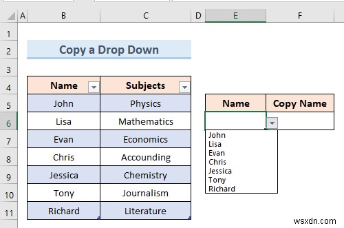 Tạo danh sách thả xuống của Excel từ bảng (5 ví dụ)