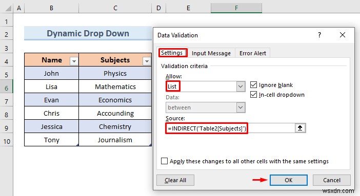 Tạo danh sách thả xuống của Excel từ bảng (5 ví dụ)