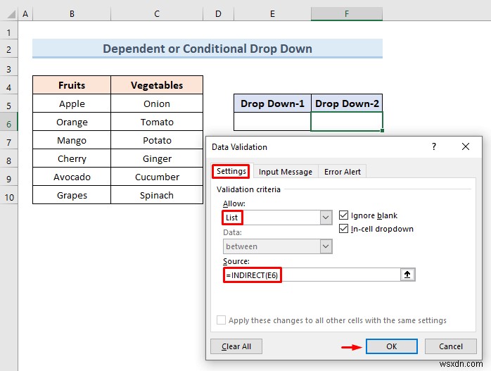 Tạo danh sách thả xuống của Excel từ bảng (5 ví dụ)