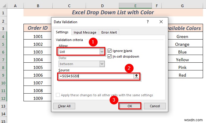 Cách tạo danh sách thả xuống trong Excel với màu (2 cách)