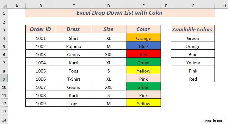 Cách tạo danh sách thả xuống trong Excel với màu (2 cách)