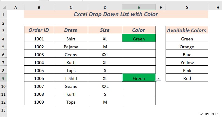 Cách tạo danh sách thả xuống trong Excel với màu (2 cách)