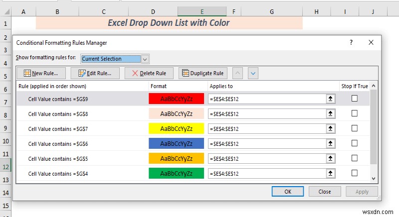 Cách tạo danh sách thả xuống trong Excel với màu (2 cách)