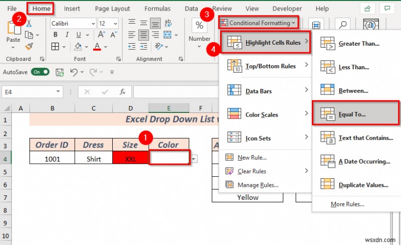 Cách tạo danh sách thả xuống trong Excel với màu (2 cách)