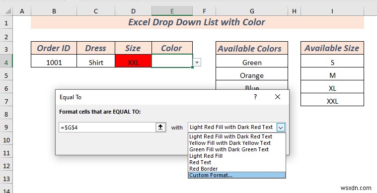 Cách tạo danh sách thả xuống trong Excel với màu (2 cách)