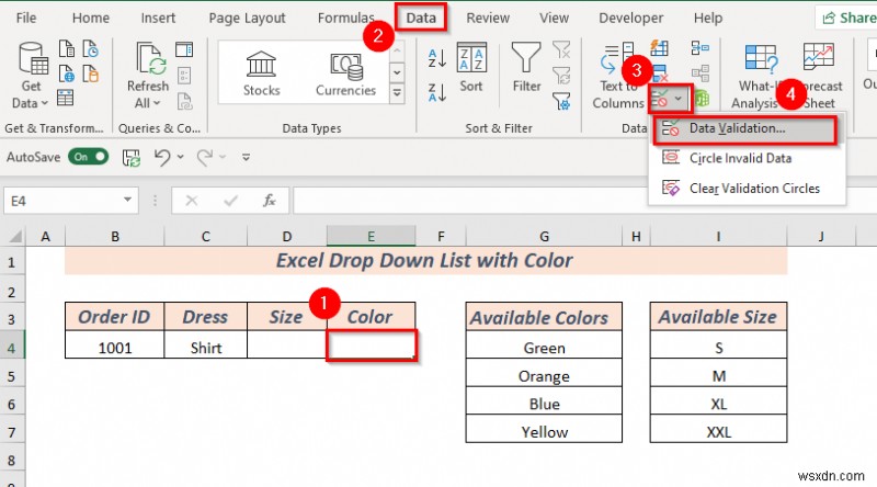 Cách tạo danh sách thả xuống trong Excel với màu (2 cách)