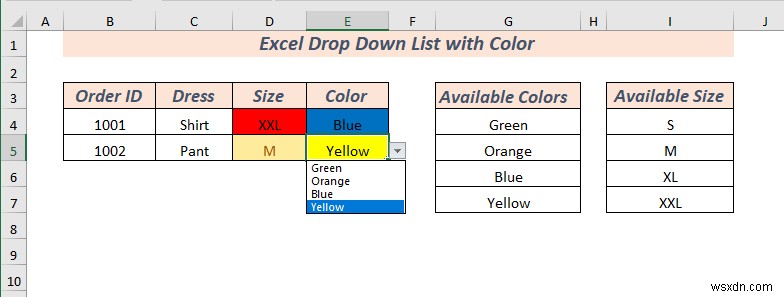 Cách tạo danh sách thả xuống trong Excel với màu (2 cách)