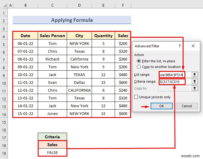 Bộ lọc nâng cao với phạm vi tiêu chí trong Excel (18 Ứng dụng)