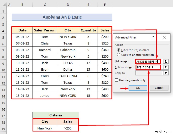 Bộ lọc nâng cao với phạm vi tiêu chí trong Excel (18 Ứng dụng)