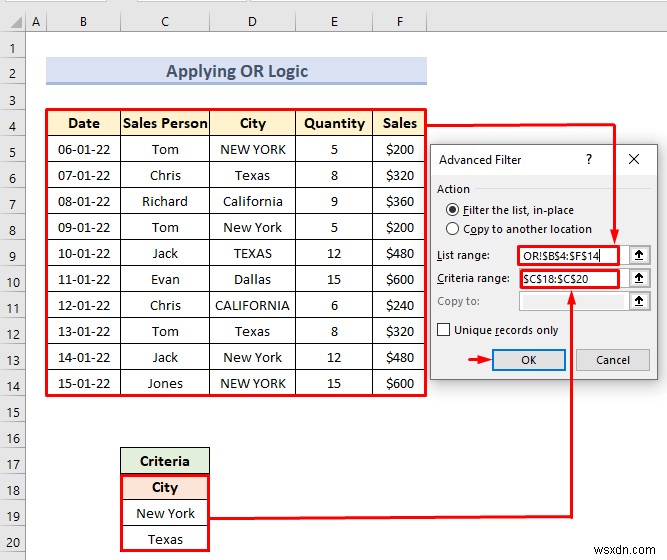 Bộ lọc nâng cao với phạm vi tiêu chí trong Excel (18 Ứng dụng)