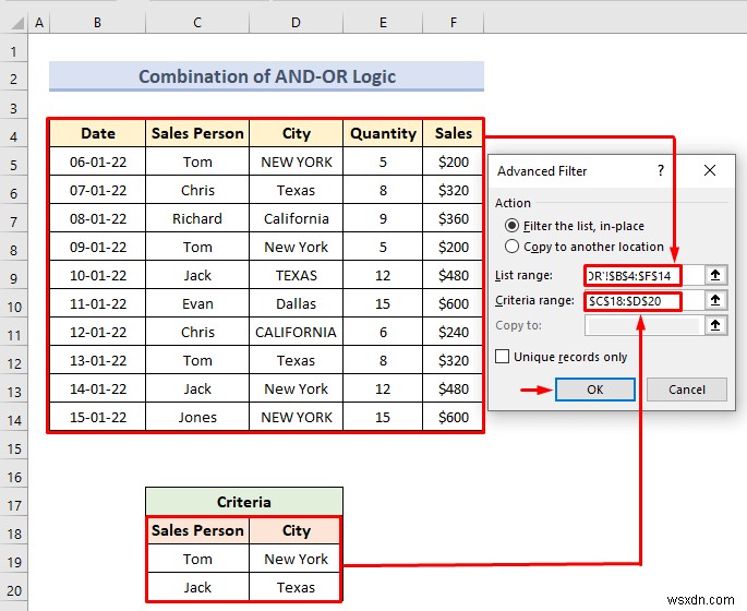 Bộ lọc nâng cao với phạm vi tiêu chí trong Excel (18 Ứng dụng)