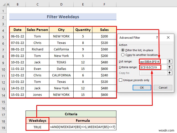 Bộ lọc nâng cao với phạm vi tiêu chí trong Excel (18 Ứng dụng)