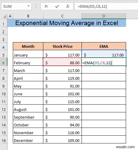 Cách tính trung bình trượt theo cấp số nhân trong Excel