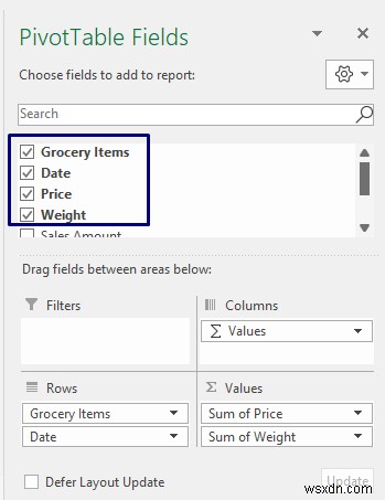 Cách tính giá trị trung bình có trọng số trong Excel Pivot Table