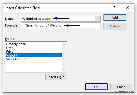 Cách tính giá trị trung bình có trọng số trong Excel Pivot Table