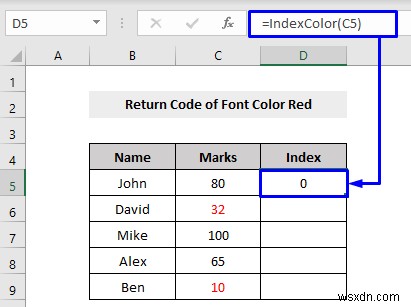 VBA để kiểm tra xem màu phông chữ là đỏ thì trả về kết quả trong Excel