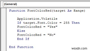 VBA để kiểm tra xem màu phông chữ là đỏ thì trả về kết quả trong Excel