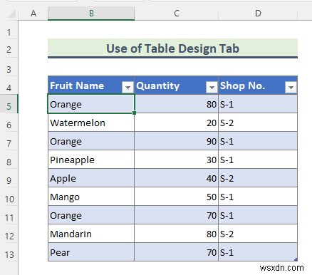 Cách xóa định dạng dưới dạng bảng trong Excel