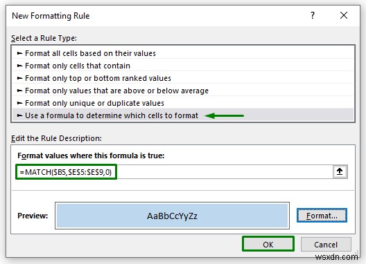 Đánh dấu ô chứa văn bản từ danh sách trong Excel (7 cách dễ dàng)