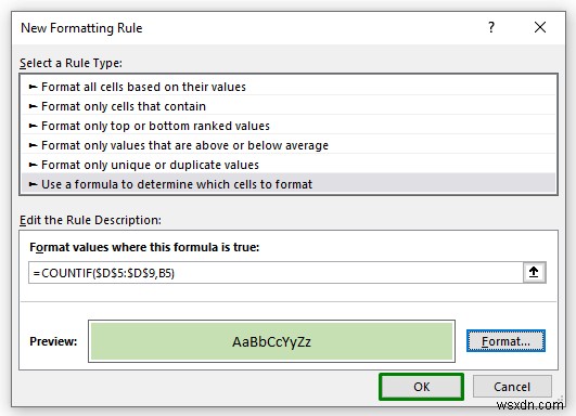 Đánh dấu ô chứa văn bản từ danh sách trong Excel (7 cách dễ dàng)