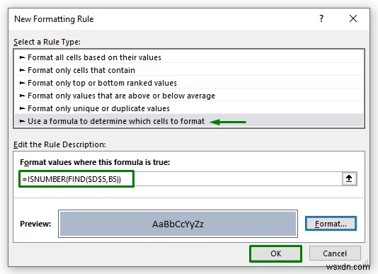 Đánh dấu ô chứa văn bản từ danh sách trong Excel (7 cách dễ dàng)