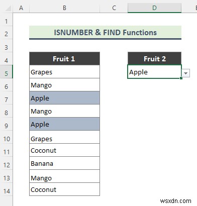 Đánh dấu ô chứa văn bản từ danh sách trong Excel (7 cách dễ dàng)