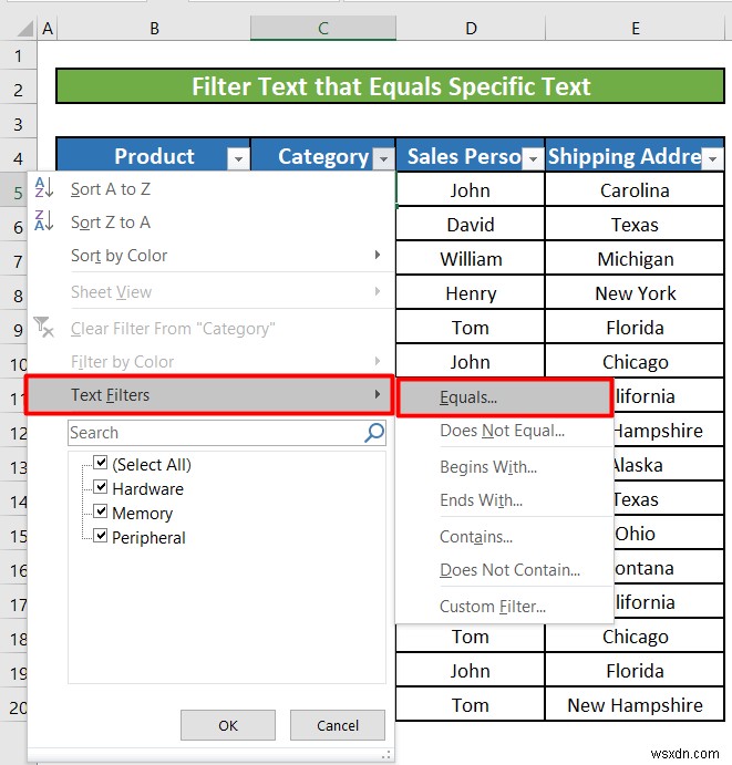 Cách sử dụng bộ lọc văn bản trong Excel (5 ví dụ)