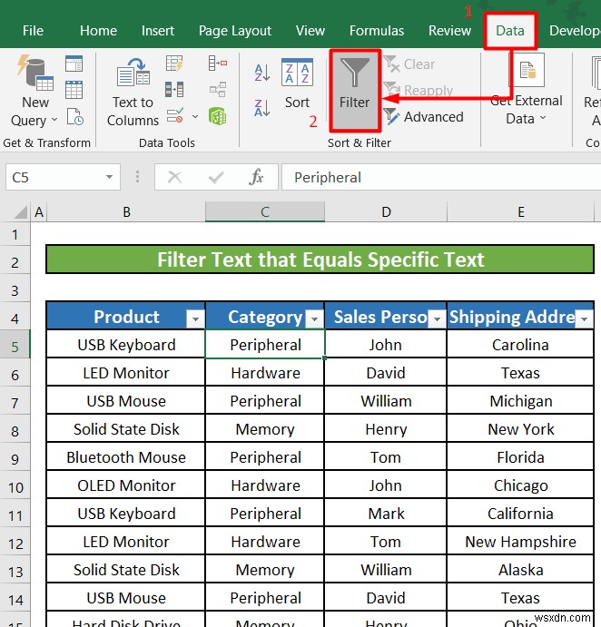 Cách sử dụng bộ lọc văn bản trong Excel (5 ví dụ)