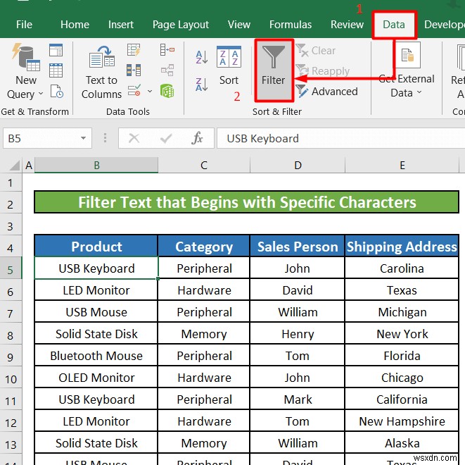 Cách sử dụng bộ lọc văn bản trong Excel (5 ví dụ)