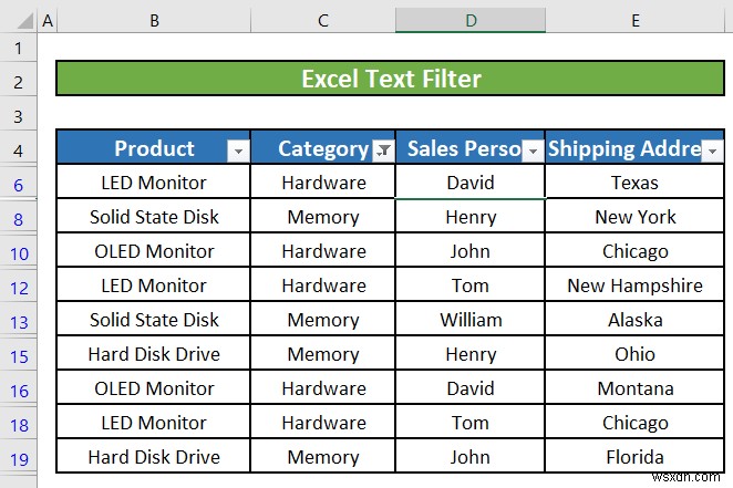 Cách sử dụng bộ lọc văn bản trong Excel (5 ví dụ)