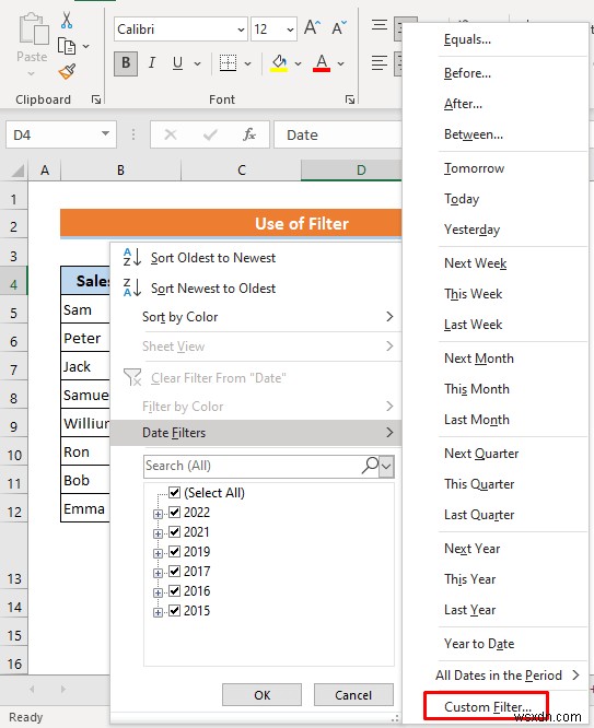 Cách lọc theo ngày trong Excel (4 phương pháp nhanh)