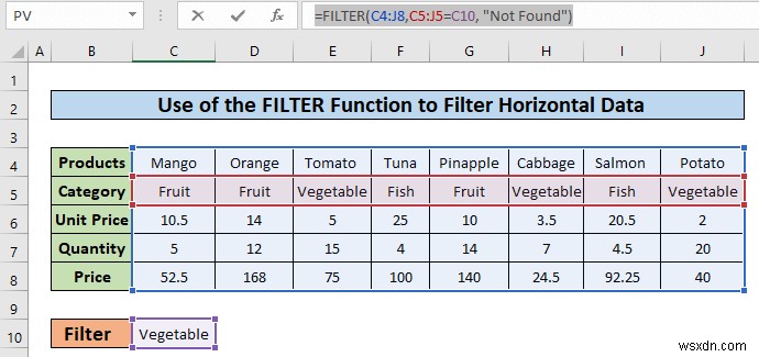 Cách lọc dữ liệu theo chiều ngang trong Excel (3 phương pháp)