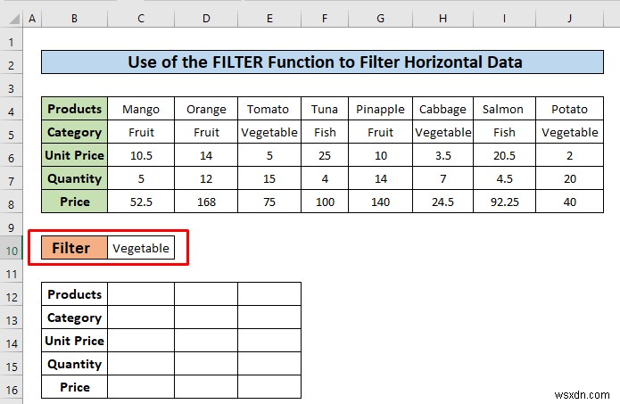 Cách lọc dữ liệu theo chiều ngang trong Excel (3 phương pháp)