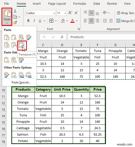 Cách lọc dữ liệu theo chiều ngang trong Excel (3 phương pháp)