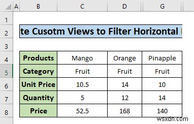 Cách lọc dữ liệu theo chiều ngang trong Excel (3 phương pháp)