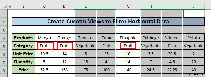 Cách lọc dữ liệu theo chiều ngang trong Excel (3 phương pháp)