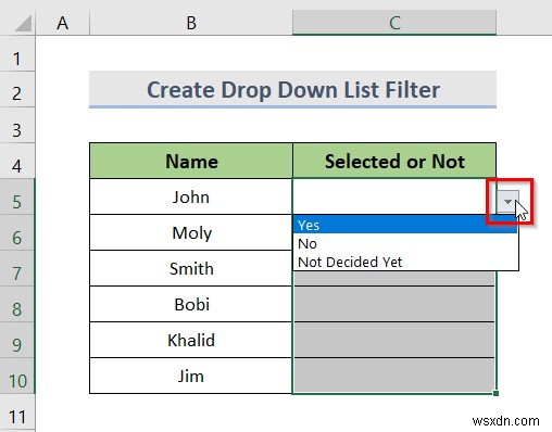 Cách tạo danh sách thả xuống với bộ lọc trong Excel (7 phương pháp)