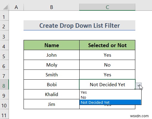 Cách tạo danh sách thả xuống với bộ lọc trong Excel (7 phương pháp)