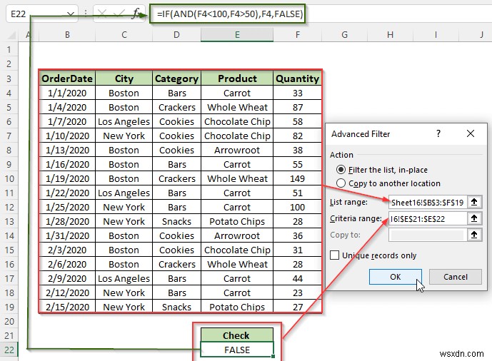 Áp dụng bộ lọc nâng cao dựa trên nhiều tiêu chí trong một cột trong Excel