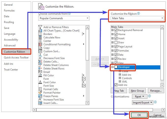 Bộ chọn ngày trong Excel cho toàn bộ cột