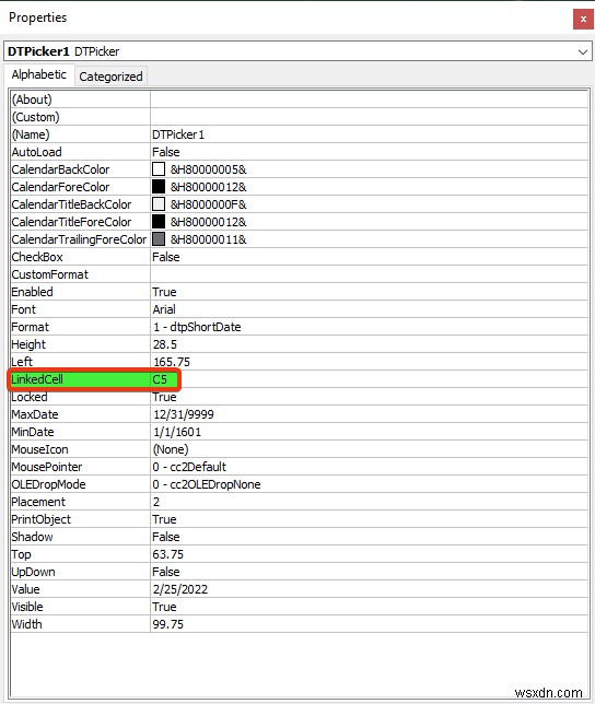 Bộ chọn ngày trong Excel cho toàn bộ cột