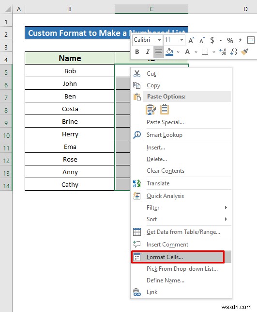 Cách tạo danh sách được đánh số trong Excel (8 phương pháp)