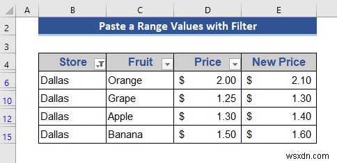 Cách sao chép và dán khi bộ lọc được áp dụng trong Excel