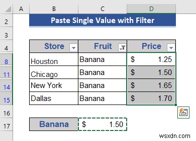 Cách sao chép và dán khi bộ lọc được áp dụng trong Excel