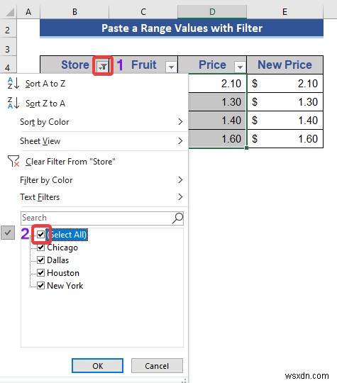 Cách sao chép và dán khi bộ lọc được áp dụng trong Excel