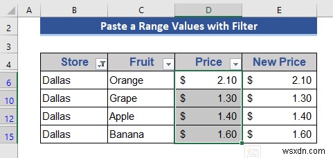 Cách sao chép và dán khi bộ lọc được áp dụng trong Excel