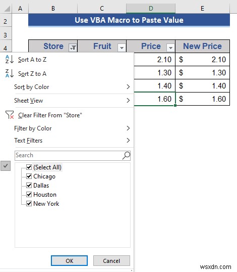 Cách sao chép và dán khi bộ lọc được áp dụng trong Excel