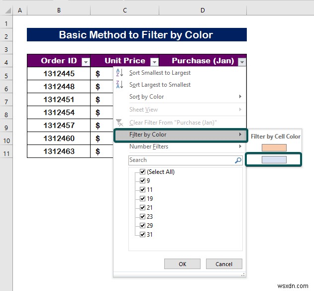 Cách lọc theo màu trong Excel (2 Ví dụ)