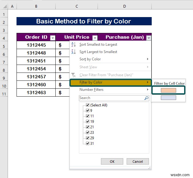 Cách lọc theo màu trong Excel (2 Ví dụ)
